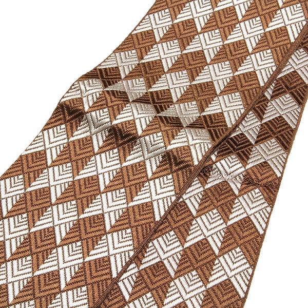 男物 「井上絹織謹製:金印」【剛】 日本製 灰茶色 本場筑前博多織 正絹 角帯