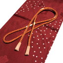 「正絹」 オシャレ 地模様 赤銅色 帯揚げ 丸組 帯締め セット【メール便OK】(4)