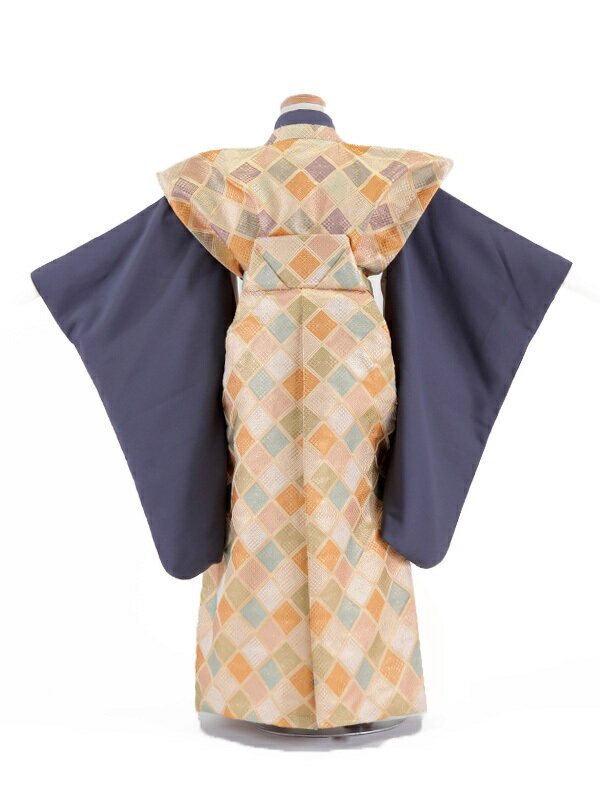 【レンタル】 七五三レンタル 5歳 男の子 袴 七五三 5歳着物 裃 紫 金 菱 着物 レンタル5 子供着物 お正月 お祝い着物 キッズ 753 七五三 五歳 子供 七五三 5歳児 フルセットレンタル 七五三 5歳用 着物 往復送料無料 新品足袋プレゼント 大きめ