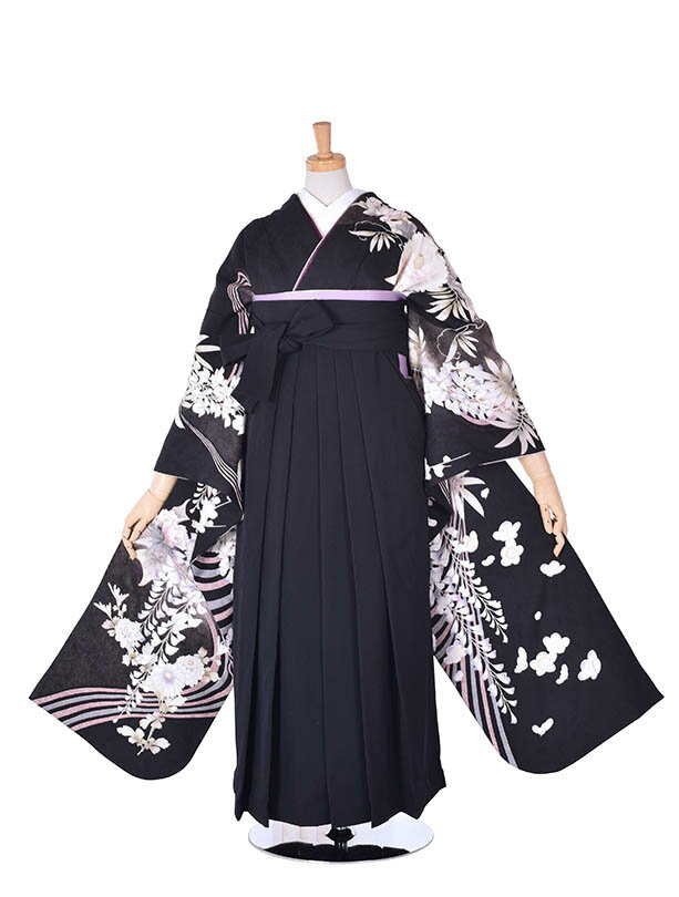 【レンタル】袴 レンタル 卒業袴 振袖 黒 個性的 卒業袴レンタル 袴セット 卒業 女 先生袴 大学 短大 専門学校 貸衣裳 送料無料 フルセット 卒業式袴 153cm〜158cm