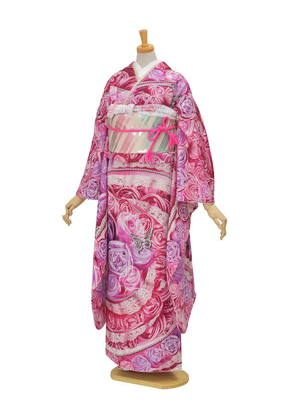 【レンタル】振袖 成人式 結納 およばれ スワロスキー ピンク 姉妹 結婚式 個性的 豪華振袖 2次会 式典..