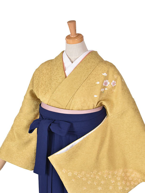 【レンタル】袴 レンタル 卒業袴レンタル 卒業式 女袴 先生袴 袴セット 既婚 訪問着 黄色 大学 短大 専門学校 貸衣裳 送料無料 フルセット 卒業式袴 グレー 153cm〜158cm シンプル