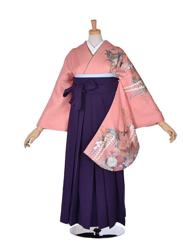 【レンタル】袴 レンタル 袴レンタル フルセット 袴セット 卒業袴 先生袴 ピンク シンプル 正絹 153cm〜158cm 卒業式 大人袴 女袴 大学 短大 専門学校 小学校 貸衣装 教員