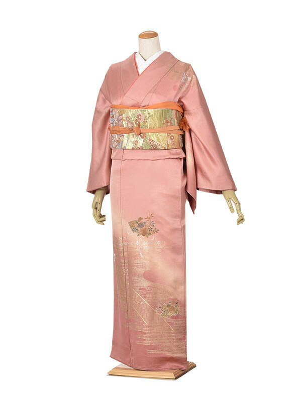 【レンタル】訪問着 レンタル フルセット 正絹 ピンク着物 結婚式 入学式 卒業式 およばれ 式典着物 正絹 ママ着物 お茶会 正絹着物 七五三母 フルセットレンタル