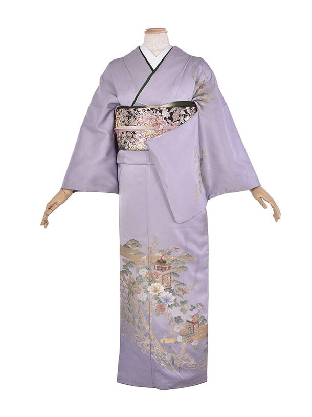 【レンタル】訪問着 着物 紫 七五三 母 卒業式 およばれ 式典着物 ママ着物 お茶会 フルセット 貸衣装 送料無料 母着物 着物 七五三 お宮まり お正月 貸衣装 着物レンタル 式典着物 ママ着物 着物セット 150cm～160cm