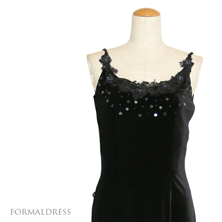 【フォーマルドレス】結婚式 二次会 謝恩会 パーティー ドレス ワンピース ブラック【送料無料】黒023 (9号)