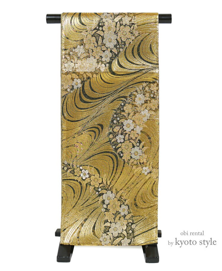【袋帯 レンタル】 帯 成人式 結婚式 振袖 訪問着 礼装 日本製 六通 レディース 女性 帯だけ 単品 帯レンタル 金 ゴールド 女性用 袋帯 貸衣裳 往復送料無料【レンタル】 73086