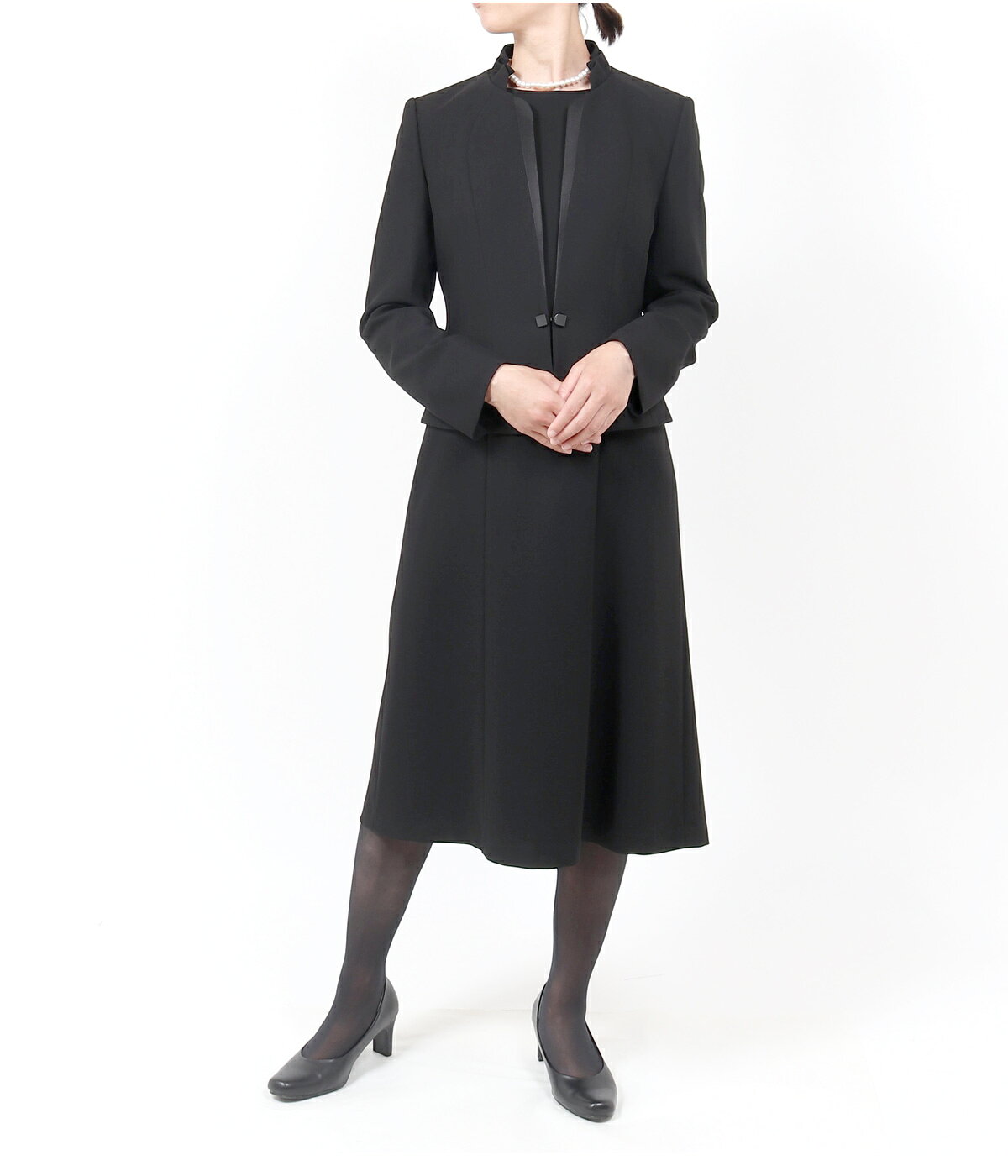 ブラックフォーマル 喪服 レディース 大きいサイズ 礼服 ミセス エレガントなフリ...