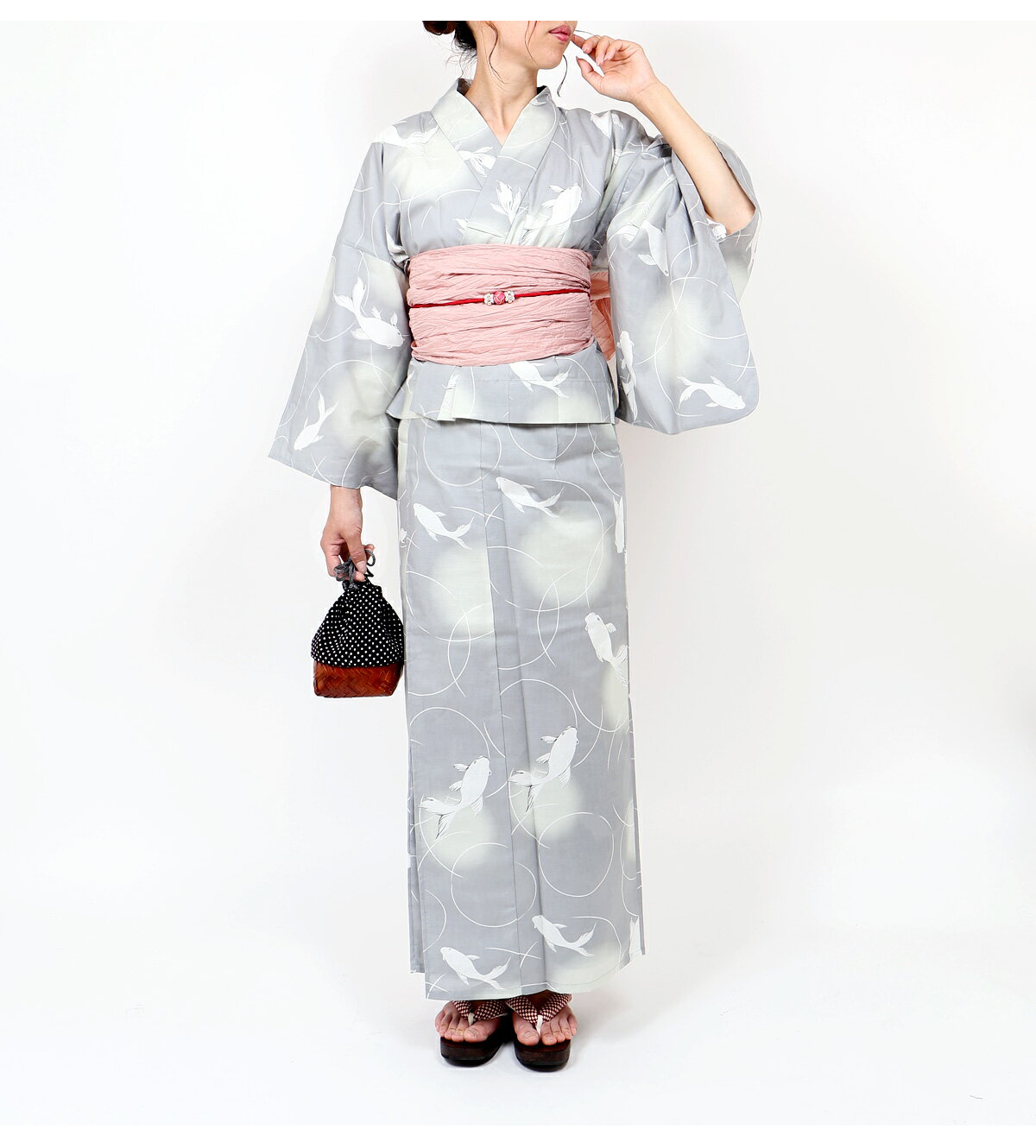 浴衣 セパレート レディース 二部式 浴衣 フリーサイズ 二部式浴衣 セパレート浴衣 女性浴衣 金魚 ゆかた プレタ 夏着物 グレー yukata 大人 高校生 中学生 レトロ 浴衣単品 和服 激安 安い 夏祭り 花火大会 おしゃれ シック 大人可愛い ly310