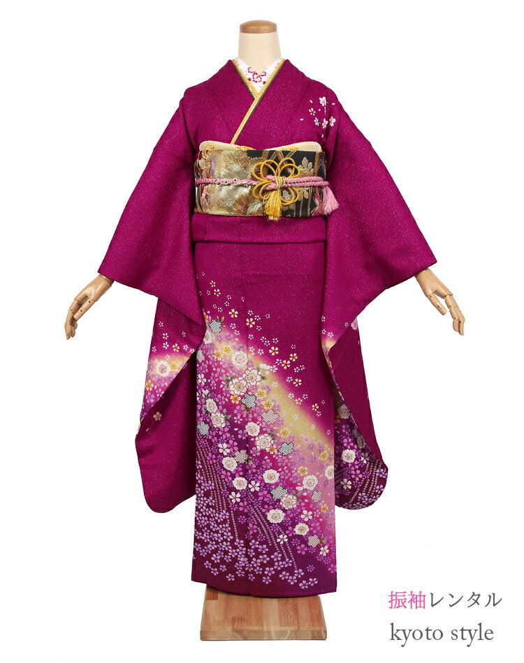 樂天商城 - 振袖 レンタル 成人式 紫 セット 貸衣装 貸衣裳 結婚式 卒業式 お正月 パーティー 結納 レンタル 振袖 着物 レンタル ワインレッド パープル 振り袖 フルレンタル 女性 振袖レンタル 柄少なめ【往復送料無料】【レンタル】 72056