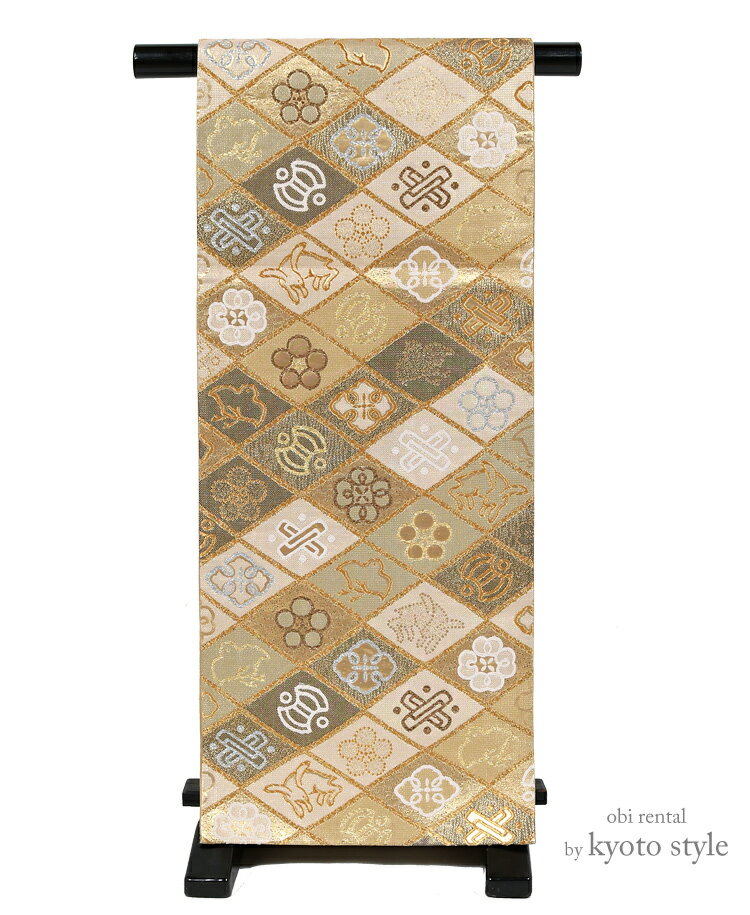 レンタル 帯 袋帯 単品 レンタル 貸衣裳 女性 レディース 訪問着 色留袖 お出かけ お稽古 礼装 フォーマル 着物 おしゃれ帯 千鳥 帯だけ 礼装用 フォーマル用 帯レンタル 金系【レンタル】73072