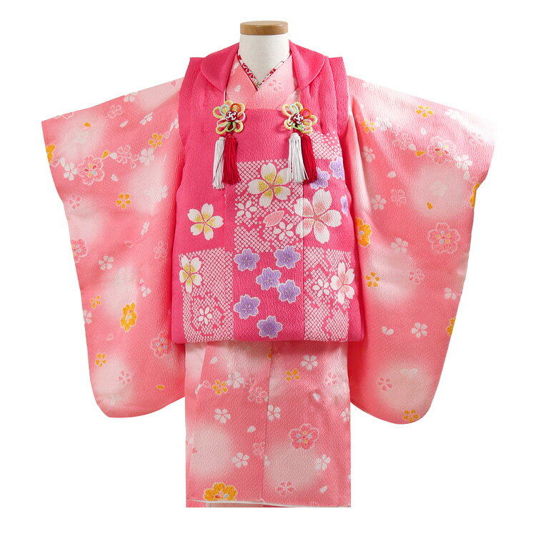 七五三 着物 3歳 レンタル 七五三 3歳 被布 セット ピンク 女の子 七五三レンタル 3歳 女児 被布 七五三 三歳女児 被布コート 子供 お祝い着 正月 ...