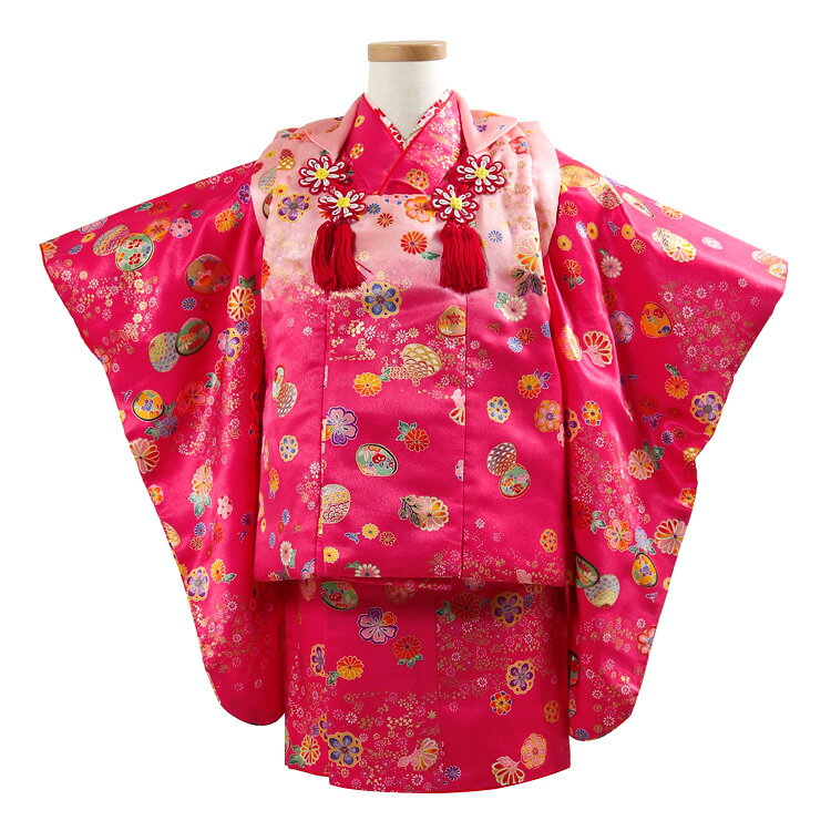 【レンタル】七五三レンタル 着物 3歳 女児 着物セット レンタル 三歳 女の子 被布セット 被布コート 貸衣装 貸衣裳 着物 レンタル 祝着 七五三 着物 ピ...