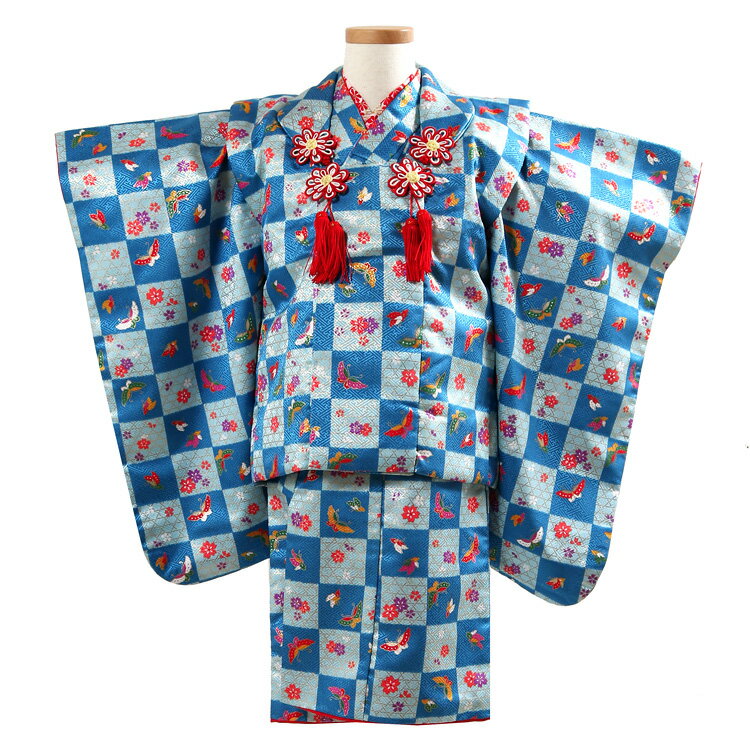 七五三 着物 3歳 レンタル 女の子 水色【七五三 3歳 着物】【女の子 着物 レンタル】【 七五三 着物 三歳】【着物フルセット レンタル】【被布セット】【7...