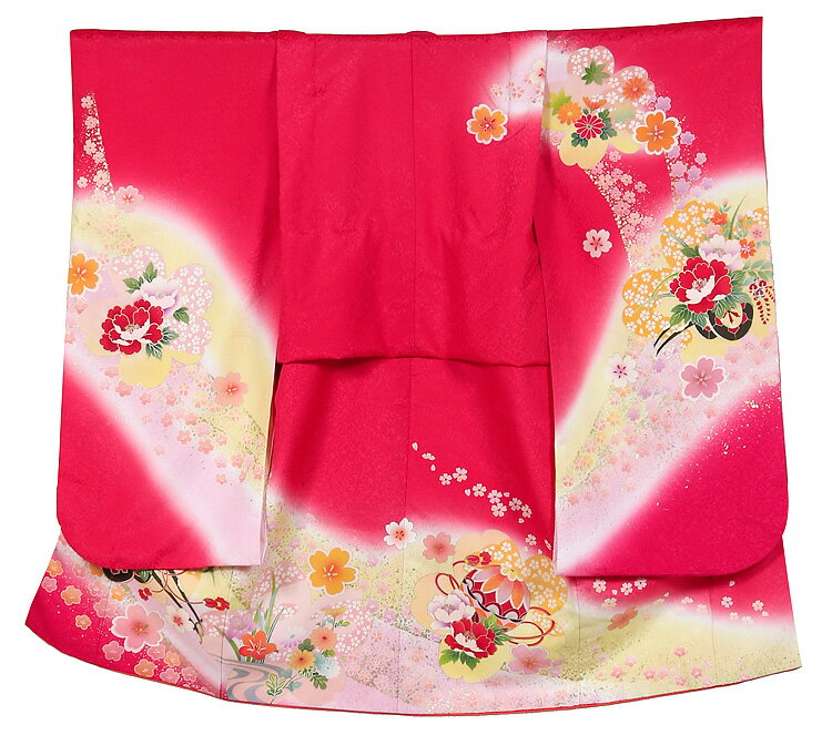 七五三 着物 7歳 フルセット レンタル 女の子【七五三 7歳 着物】 【753 着物】【七五三 着物 7歳 赤】【子供 着物レンタル】〔はこせこ〕〔結婚式〕〔しちごさん〕〔雛祭り〕着付DVD付き フルレンタル レトロ レッド 赤 778175 【レンタル】