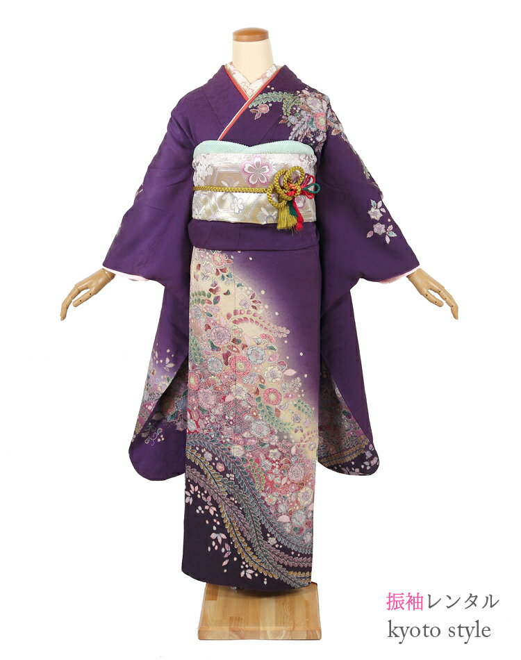 振袖 レンタル 成人式 結婚式 結納 卒業式 フルレンタル ふりそで フリソデ 振袖レンタル セット 紫 着物 レンタル rental かわいい 振り袖 晴れ着【貸衣装】 【着物レンタル パープル】【往復送料無料】【レンタル】 72193