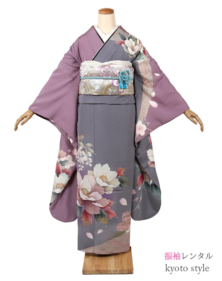 樂天商城 - 【レンタル】振袖レンタル 成人式 フルセット 紫 薄紫 藤色 グレー 貸衣装 貸衣裳 成人式 結婚式 卒業式 結納 パーティー レンタル 振袖 着物 レンタル シンプル 個性的 大きいサイズ 桜柄 正絹 振り袖【往復送料無料】72203