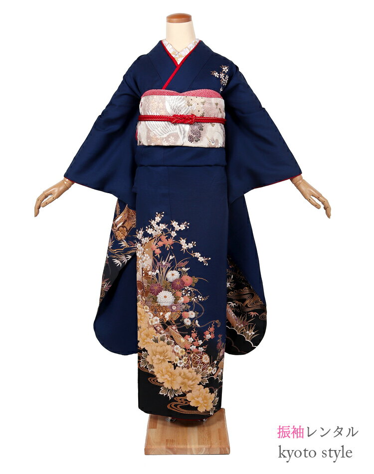 樂天商城 - 振袖 レンタル 成人式 フルセット 振袖レンタル 青 紺 トールサイズ 貸衣装 貸衣裳 結婚式 卒業式 結納 レンタル 振袖 着物 レンタル rental レディース 晴れ着 着物レンタル 振り袖 ふりそで rental れんたる レトロ 古典柄【レンタル】 72232