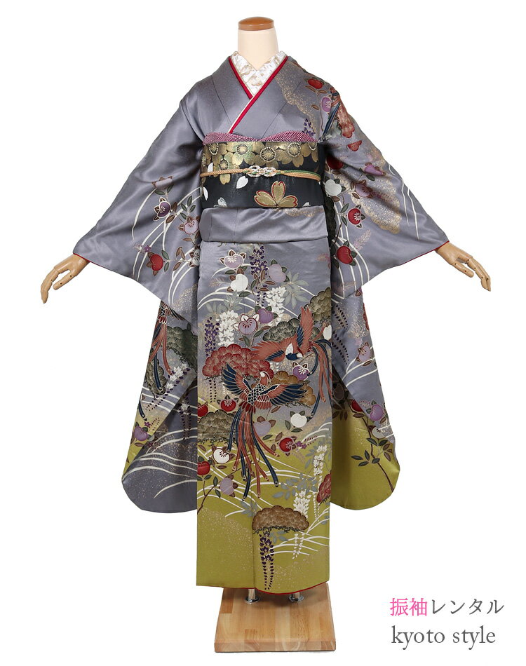樂天商城 - 振袖 レンタル 成人式 フルセット 振袖レンタル グレー 貸衣装 貸衣裳 [成人式 振袖][結婚式 振り袖] 卒業式 結納 レンタル 振袖 着物 レンタル rental レディース 晴れ着 着物レンタル 振り袖 ふりそで rental れんたる【レンタル】 72242