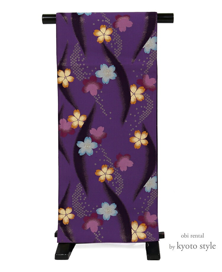 【レンタル】袋帯 レンタル 帯 女性 レディース レンタル帯 成人式 結婚式 婚礼 振袖用 帯単品レンタル 貸衣装 ママ振り 振袖リメイク フォーマル 帯レンタル 紫 パープル 桜柄【往復送料無料】 73137