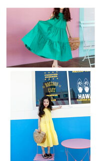ペアワンピース子供服ノースリーブワンピースマキシ丈無地ワンピース女の子キッズ夏海ナチュラルビーチワンピースリゾートハワイ