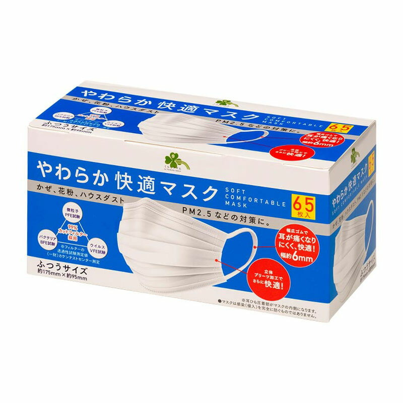 くらしリズム やわらか快適マスク ふつうサイズ 65枚