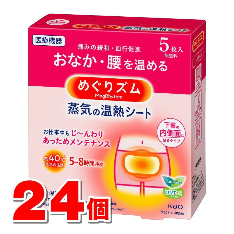 花王 めぐりズム 蒸気の温熱シート 肌に直接貼るタイプ 5枚　×24個