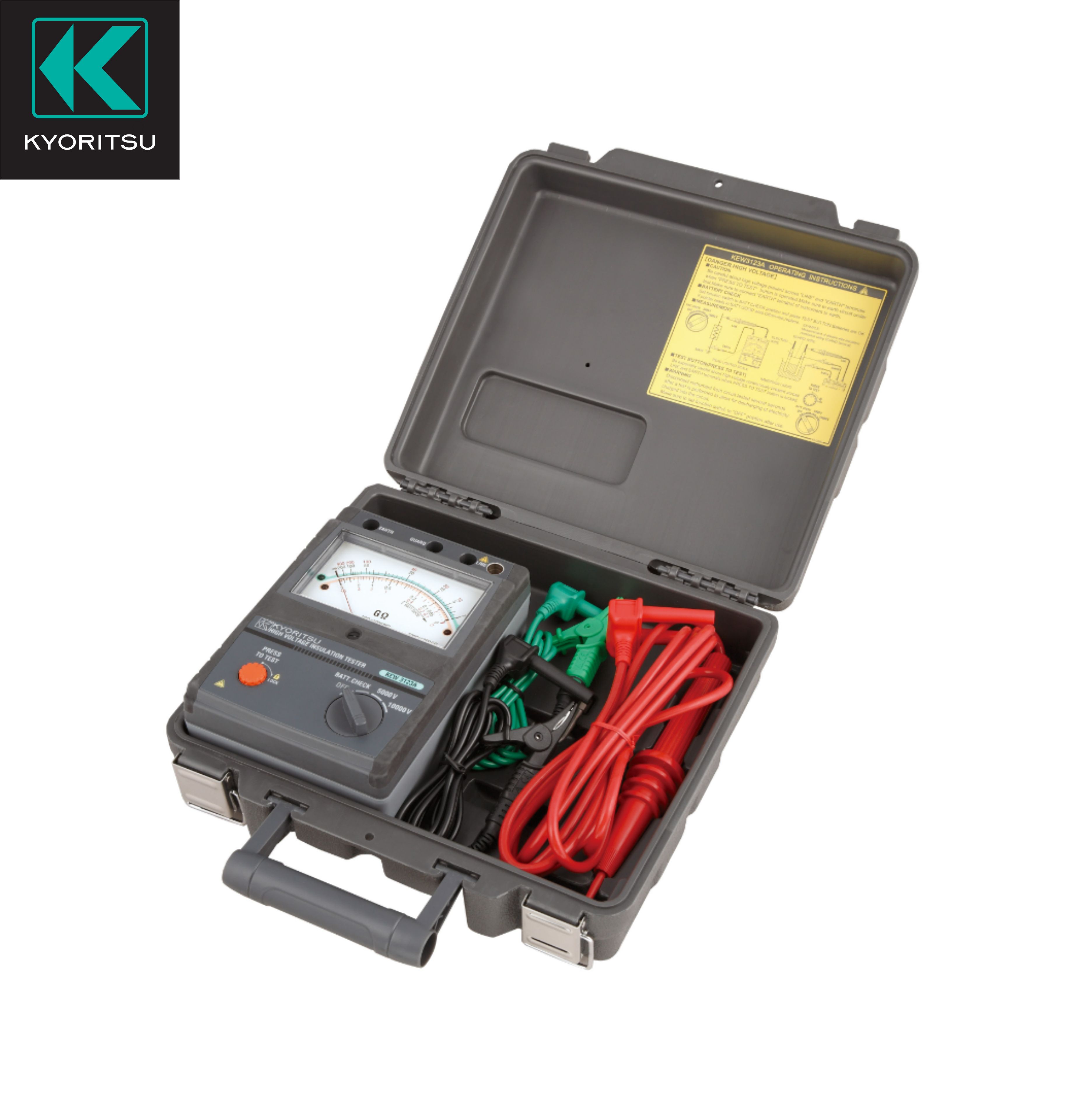 【メーカー公式ショップ】アナログ絶縁抵抗計 KEW 3123A 共立電気計器(KYORITSU) 変電設備や高電圧機器・電路の絶縁抵抗測定や診断に 測定コード脱着可能堅牢なハードケース標準装備少々の雨がかかっても大丈夫な防滴構造自動レンジ切り替え付き2重目盛スケール板 5