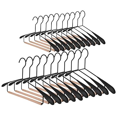 ハンガー かたくずれ防止 幅広 ハンガー スーツ 跡がつかない ハンガー パンツハンガー 滑らないハンガー ズボン 20本組 はんがー 滑り落ちない 型崩れ防止 ハンガー おしゃれ (ブラック20枚, 1)