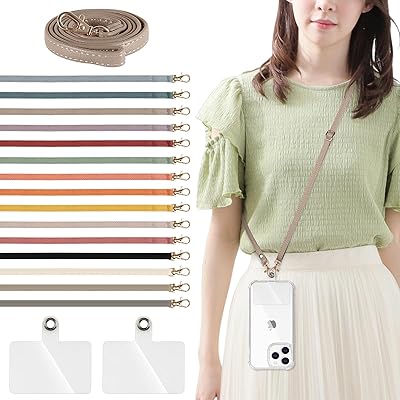 iPhone スマホ ショルダーストラップ 首掛け ネックストラップ 斜め掛け約70cm～約140cm長さ調節可能 ストラップ1本+透明タグパッチ2枚入り 全機種対応