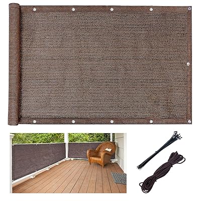 ベランダ 目隠し シェード 360x100cm - 高密度ポリエチレン 風通し良い uvカット プライバシー保護 バルコニーシェード マンション フェンス 家 庭 モカ色