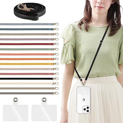 スマホ ストラップ ショルダー スマホ ショルダーストラップ 首掛け 約70cm～約140cm 長さ調節可能 ストラップ 1本+透明タグパッチ2枚入り ネックストラップ ショルダー スマホ/iPhone 全機種対応 斜め掛け