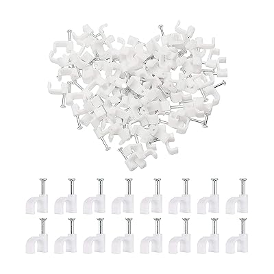 コード止め プラスチック6mm 100個 壁 アンテナ線5C用 ケーブルステップル 釘止めタイプ 配線固定用 （ホワイト）