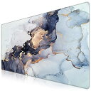 マウスパッド ゲーミング 大型 90x40cm 大理石柄 洗える デスクマット滑り止め ゴムベース デスクパット 仕事 ゲーム オフィス ホーム用(ブルーグレー...