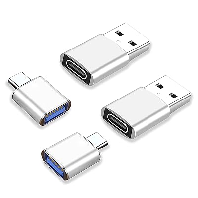 USB Type-Cオス to USBメス アダプタ 4個セット + USB Cメス to USBオス 変換 OTG対応 i-Phone/PC/PS 4/カメラ対応 (シルバー)
