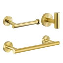 3ピースセット【タオルバー&トイレットペーパーホルダー&ローブフック】ステンレス タオル掛け タワー 風呂収納 壁掛けフックバスルームフックセット 北欧モダン ...
