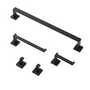 バスルームフックセット5点【タオルバー +タオルホルダー+トイレットペーパーホルダー+フック×2】ブラック ステンレス製 タオル掛け タオルフック ビス止め キ...