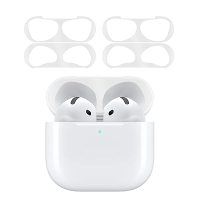【2024強化版】 for AirPods 4 ダストガード エアーポッズ 4用 ガードカバー 故障防止 吸着 ほこり ゴミ 金属製 侵入防止 防塵 粉塵防止 ホワイト 4枚（2セット）