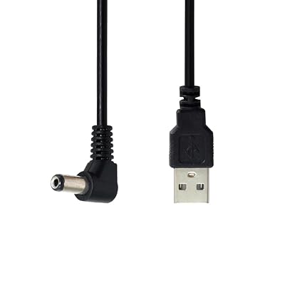 USB 2.0 Type A オス - 直角 90度 5.5 x 2.1mm DC 5V 電源プラグ バレルコネクタ 充電ケーブル 100cm