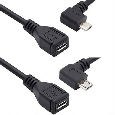 CY Micro USB 2.0 オス - Micro USB 2.0メス延長ケーブル 左右 90度角度付き フルピン接続 0.5M CY Micro USB 2.0 オス - Micro USB 2.0メス延長ケーブル 左右 90度角度付き フルピン接続 0.5M