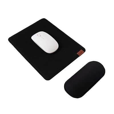 マウスパッド&リストレスト [2点セット] 滑り止めベース 手首クッション 疲労軽減 腱鞘炎対策 人間工学 レーザー光学式マウス対応 - ブラック