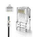 LANコネクタ, RJ45 コネクタ 貫通式 100個入り Cat6 / Cat5e/ Cat5 LANケーブル用 コネクタ 配線簡単 爪折れにくい