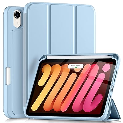 対応iPad Mini7 ケース 2024 - 対応iPad mini A17Pro ケース 8.3インチ 軽量 耐衝撃 ペンシル収納 ワイヤレス充電機能 TPU素材 シルク手触り オートスリープ/ウェイク機能 三つ折り スタンド 対応iPad Mi