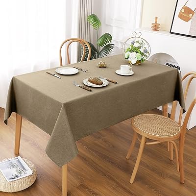テーブルクロス 長方形 撥水 小さめ 方形 無地 汚れ防止 おしゃれ シンプル テーブルカバー リネン類 耐熱 速乾 丸洗い お手入れ簡単 業務用・家庭用 コーヒー色 120x150cm
