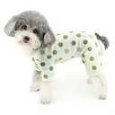 犬服 春 夏 犬用 つなぎ ロンパース 小型犬 服 かわいい 水玉柄 パジャマ カバーオール Dリング付き おしゃれ 可愛い 部屋着 寝間着 柔らかい 通気性 ペット ドッグウェア 洋服 ストライプ服 チワワ 猫服 お散歩 お出かけ グリーン M