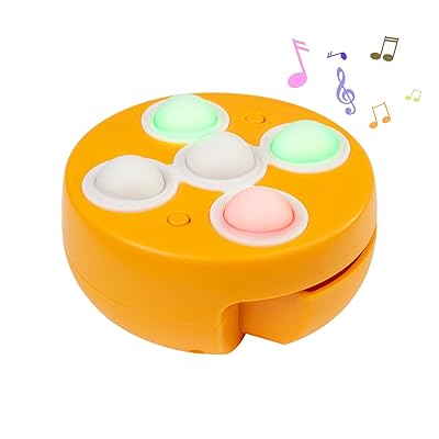 プッシュポップ ゲーム 知育玩具 ぽこぽこ ゲーム おもちゃ 光る 電動 充電式 暇つぶし ストレス解消 グッズ 集中力 反射神経 記憶力 片手で楽しめる 指先の知育 プレゼント (オレンジ)