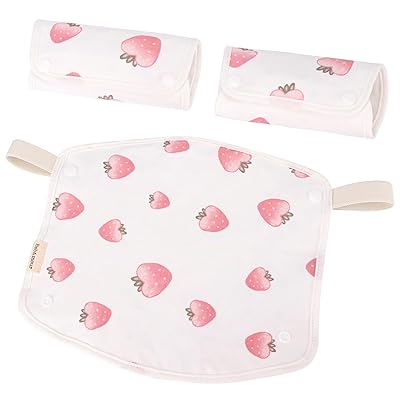 【ベビーアムール】 抱っこ紐用よだれカバー よだれパッド 3点セット ベルトパッド 綿100％ サッキングパッド ベビーキャリア用（いちご）