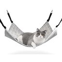 猫 ハンモック ベット ゲージ用 昼寝 夏冬両用 ヒモ調整可能 耐荷重10KG 56x48cm 子猫成猫適用(グレー チェック柄)