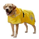 犬レインコート フードマント 反射材付き防水犬レインコート 調節可能な二重軽量 大中型犬に適しています (イエロー, L)