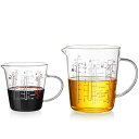 ポカロティー 計量カップ 耐熱ガラス製 メジャーカップ 小大2個組 200mL/500mL 電子レンジ対応 冷蔵庫対応 直火対応 耐熱温度差170度 熱湯可 食洗機対応 料理 お菓子 お米 コーヒー 牛乳 醬油 油 調理器具 調味料計りカップ 目盛付